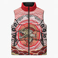 Personalised Aboriginal Barramundi Fish Sleeveless Puffer Jacket Indigenous Dot Art - Dreamtime Spirit Animal