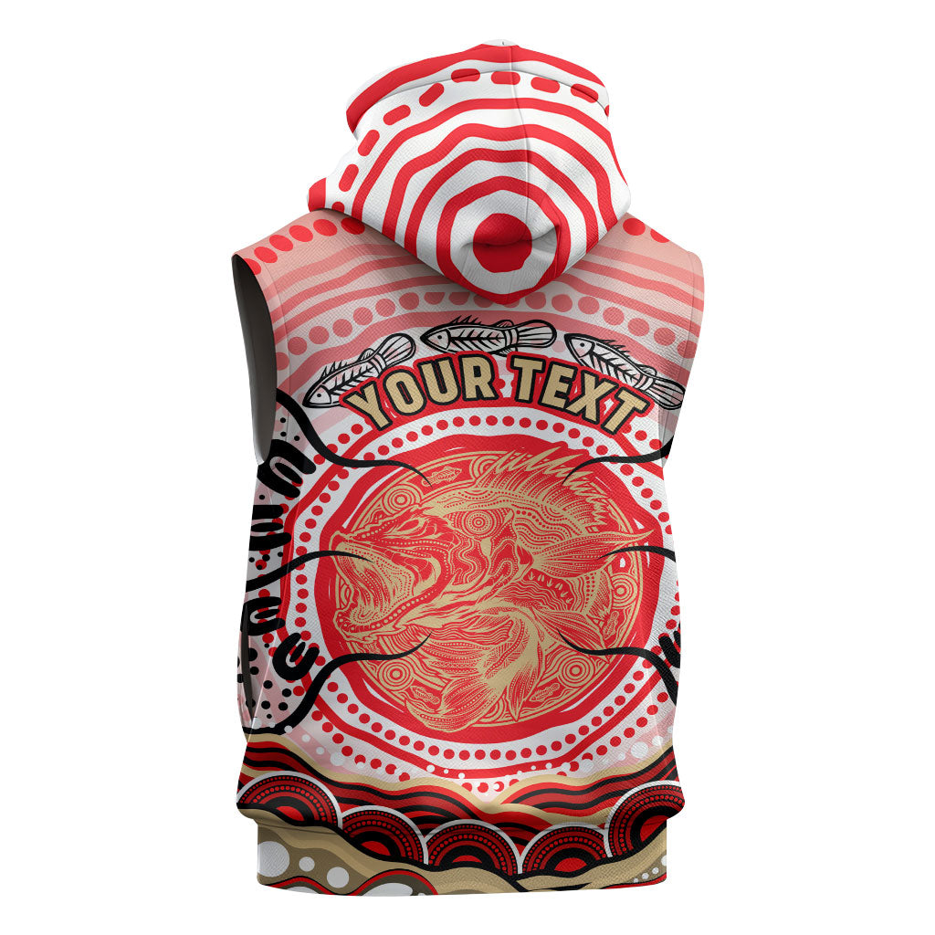 Personalised Aboriginal Barramundi Fish Sleeveless Zip Hoodie Indigenous Dot Art - Dreamtime Spirit Animal