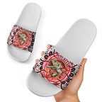 Personalised Aboriginal Barramundi Fish Slide Sandals Indigenous Dot Art - Dreamtime Spirit Animal