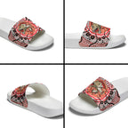 Personalised Aboriginal Barramundi Fish Slide Sandals Indigenous Dot Art - Dreamtime Spirit Animal