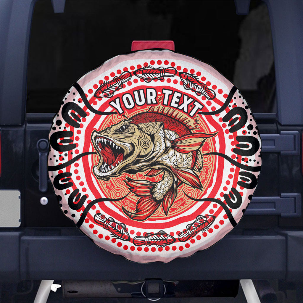 Personalised Aboriginal Barramundi Fish Spare Tire Cover Indigenous Dot Art - Dreamtime Spirit Animal