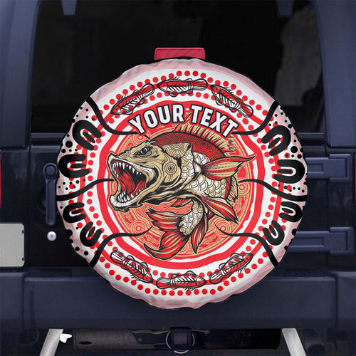 Personalised Aboriginal Barramundi Fish Spare Tire Cover Indigenous Dot Art - Dreamtime Spirit Animal