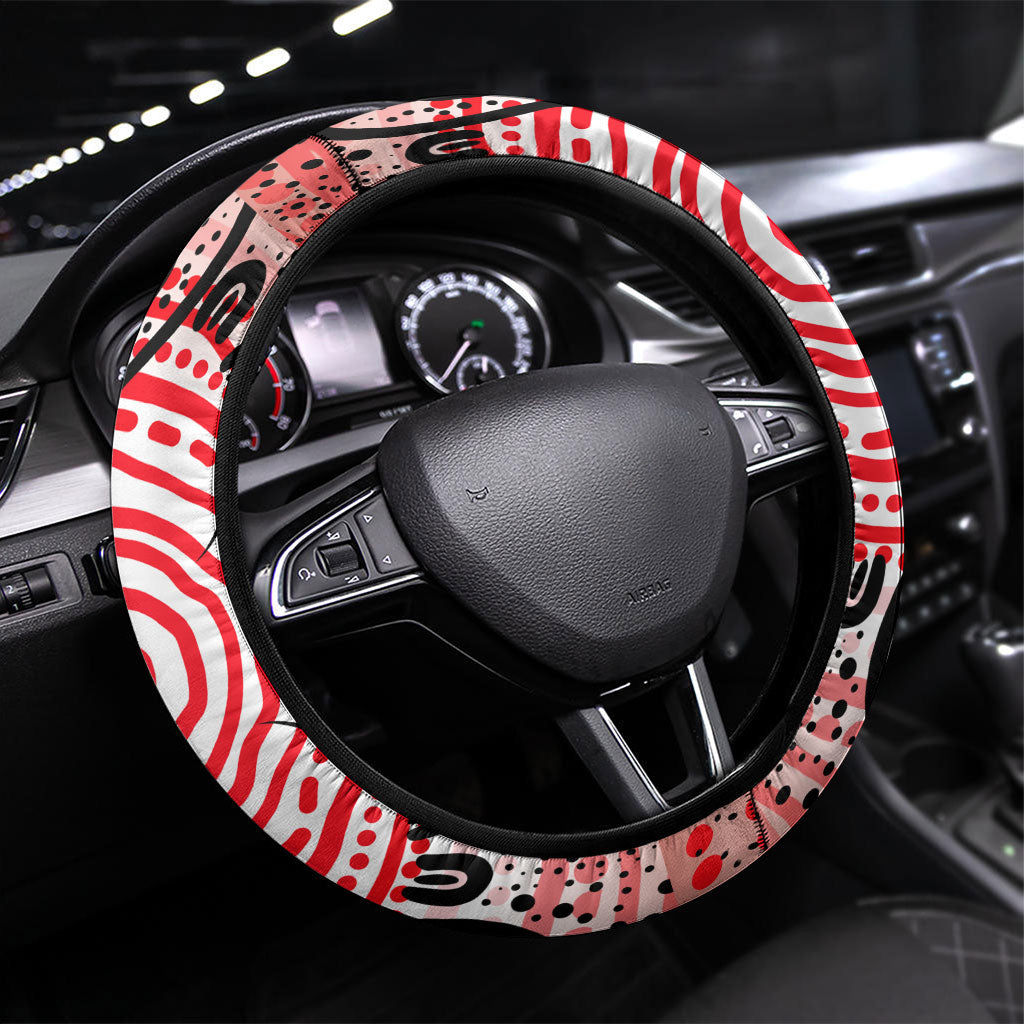 Aboriginal Barramundi Fish Steering Wheel Cover Indigenous Dot Art - Dreamtime Spirit Animal