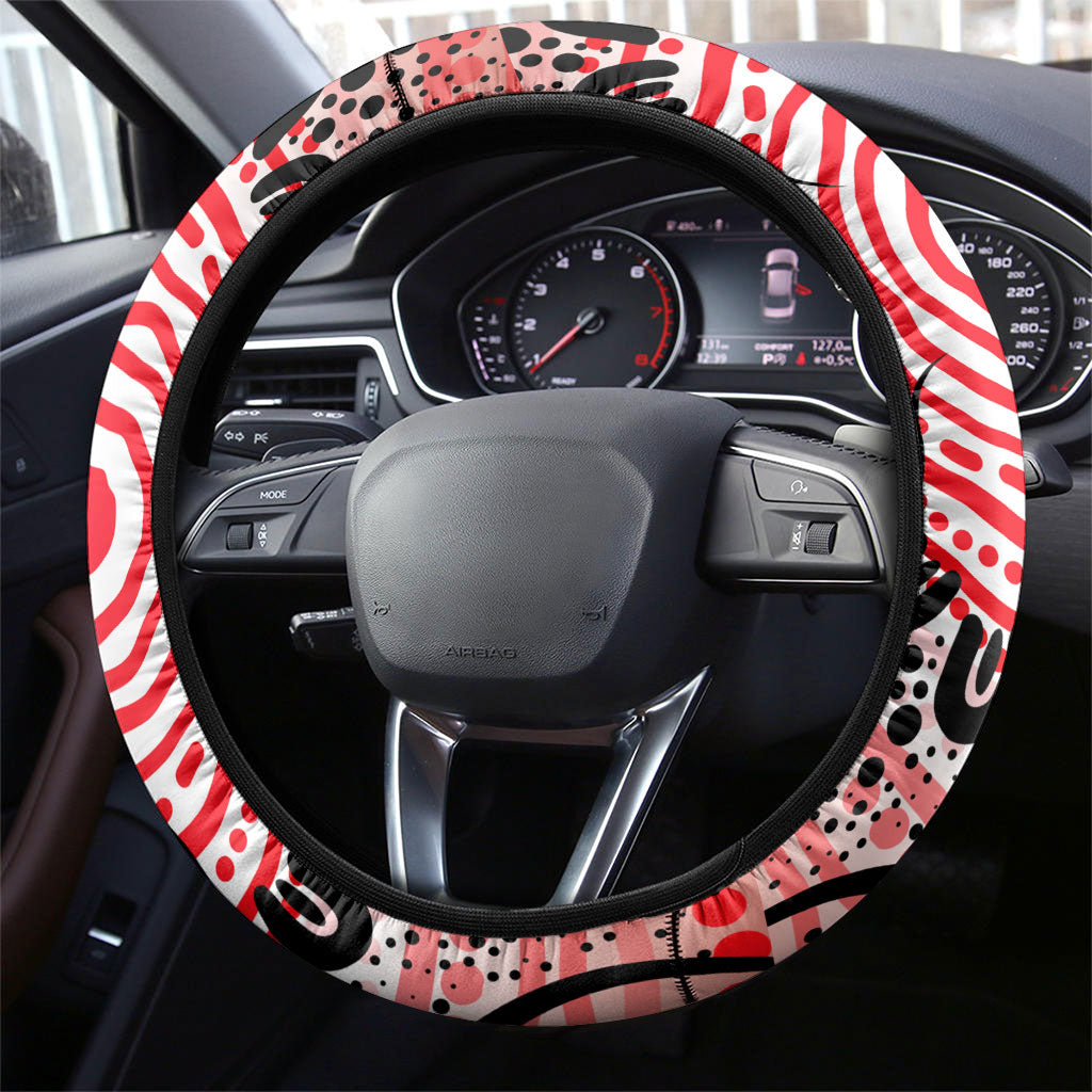 Aboriginal Barramundi Fish Steering Wheel Cover Indigenous Dot Art - Dreamtime Spirit Animal