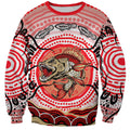 Personalised Aboriginal Barramundi Fish Sweatshirt Indigenous Dot Art - Dreamtime Spirit Animal