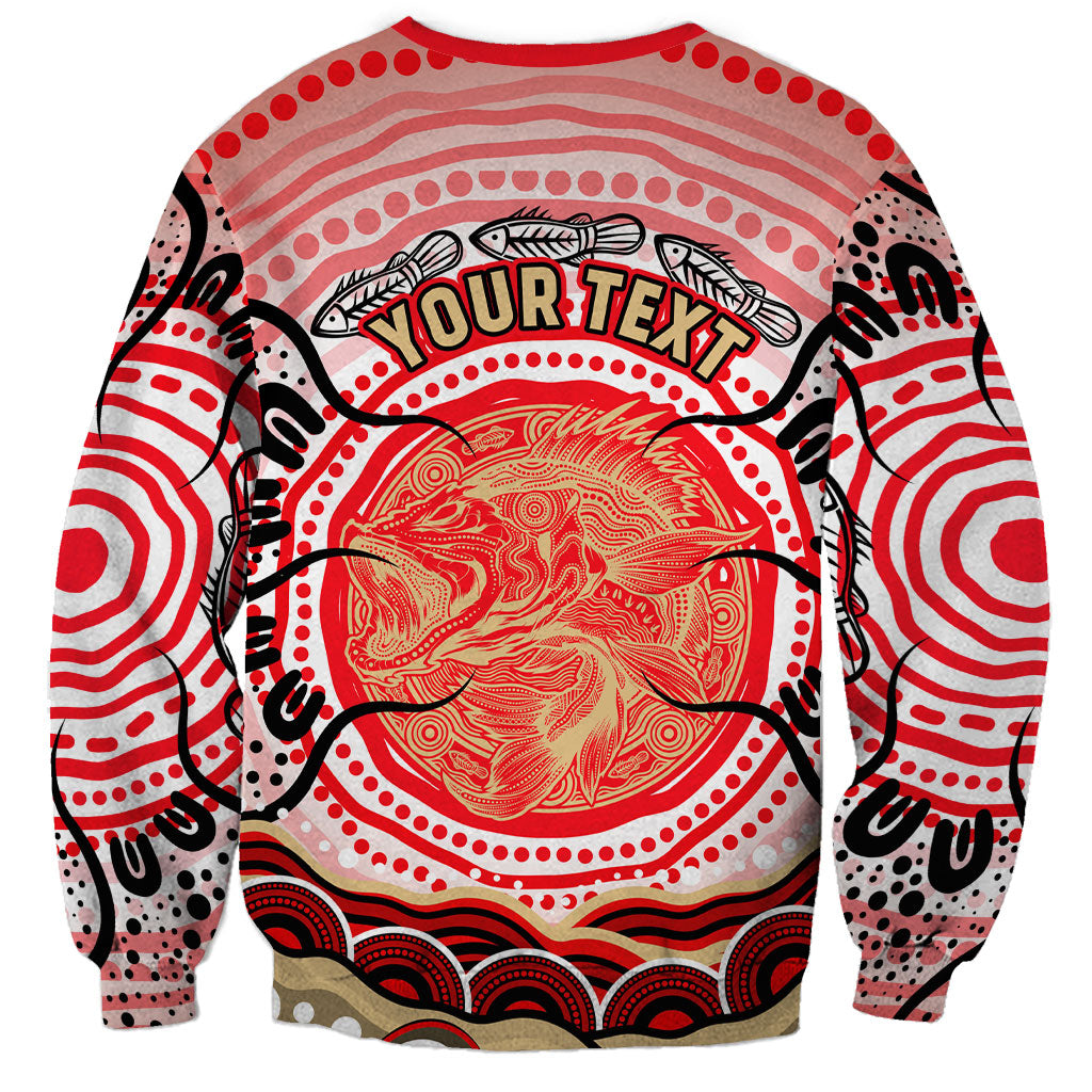 Personalised Aboriginal Barramundi Fish Sweatshirt Indigenous Dot Art - Dreamtime Spirit Animal