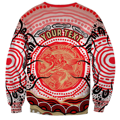 Personalised Aboriginal Barramundi Fish Sweatshirt Indigenous Dot Art - Dreamtime Spirit Animal