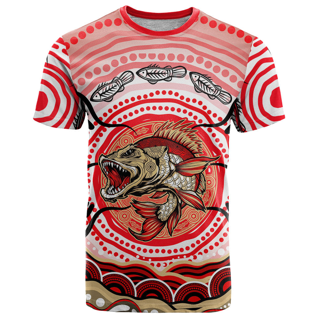 Personalised Aboriginal Barramundi Fish T Shirt Indigenous Dot Art - Dreamtime Spirit Animal