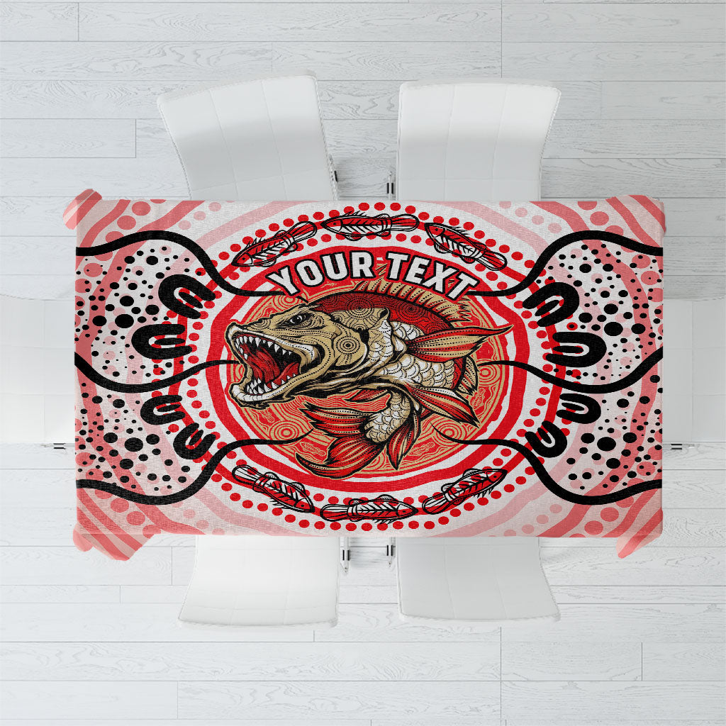Personalised Aboriginal Barramundi Fish Tablecloth Indigenous Dot Art - Dreamtime Spirit Animal
