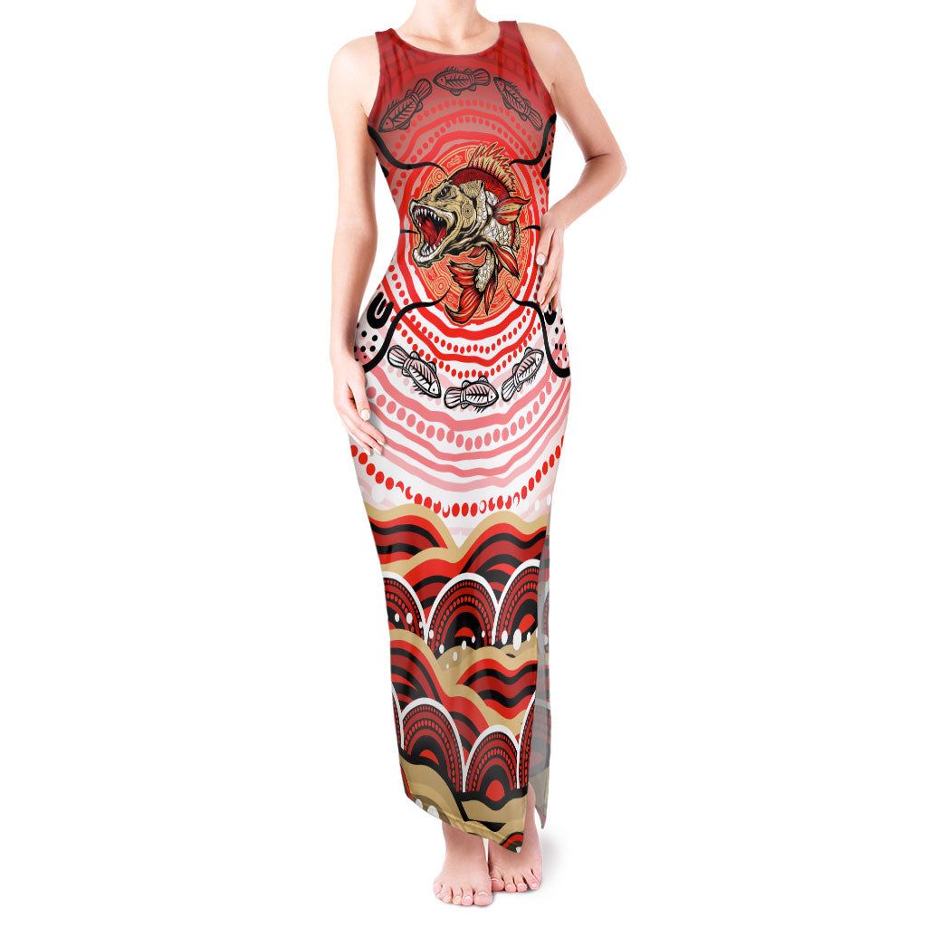 Personalised Aboriginal Barramundi Fish Tank Maxi Dress Indigenous Dot Art - Dreamtime Spirit Animal