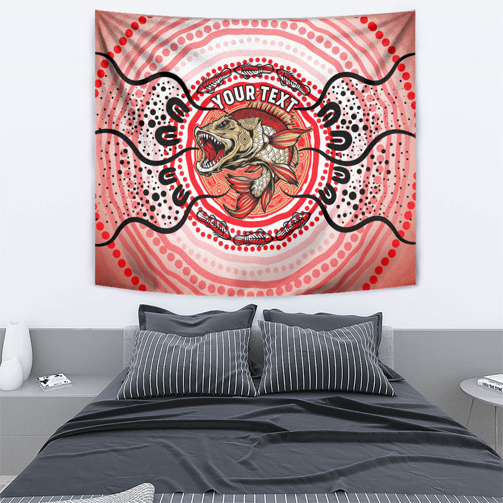Personalised Aboriginal Barramundi Fish Tapestry Indigenous Dot Art - Dreamtime Spirit Animal