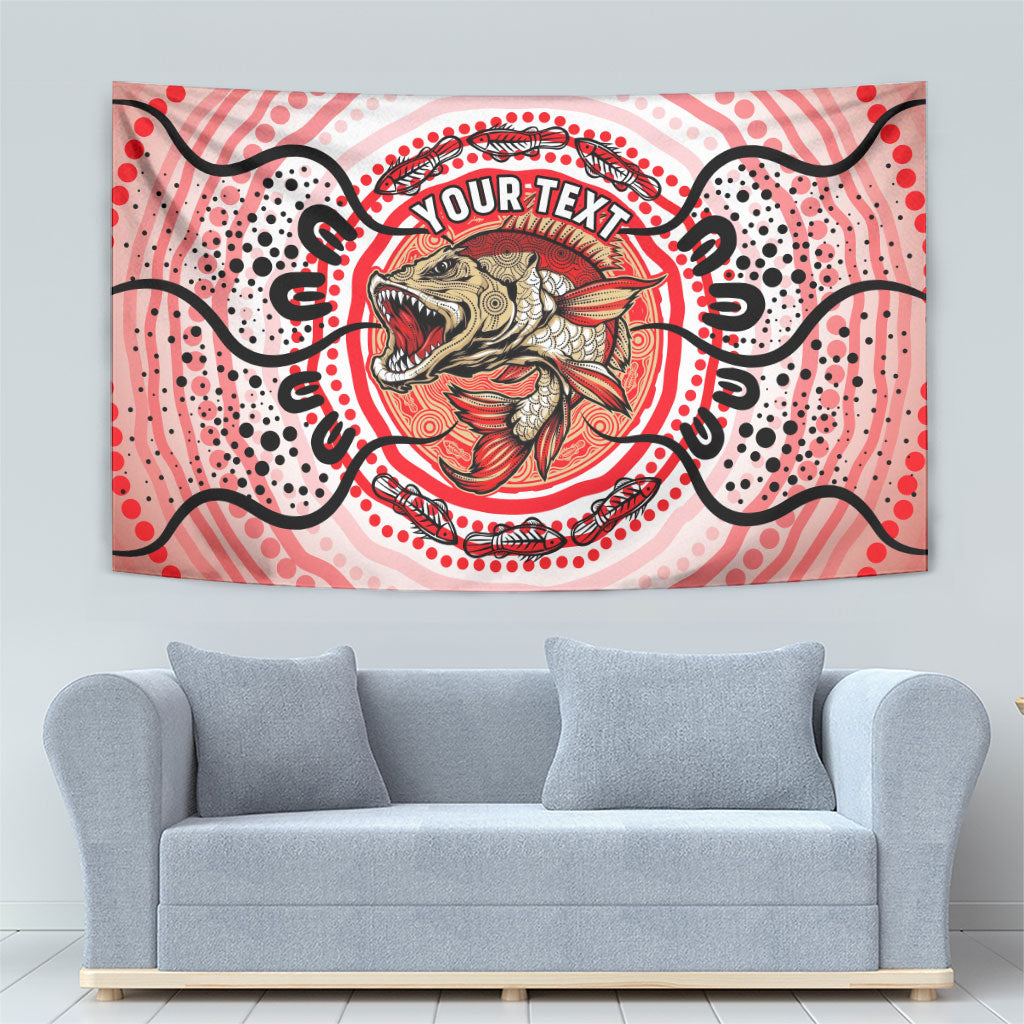 Personalised Aboriginal Barramundi Fish Tapestry Indigenous Dot Art - Dreamtime Spirit Animal