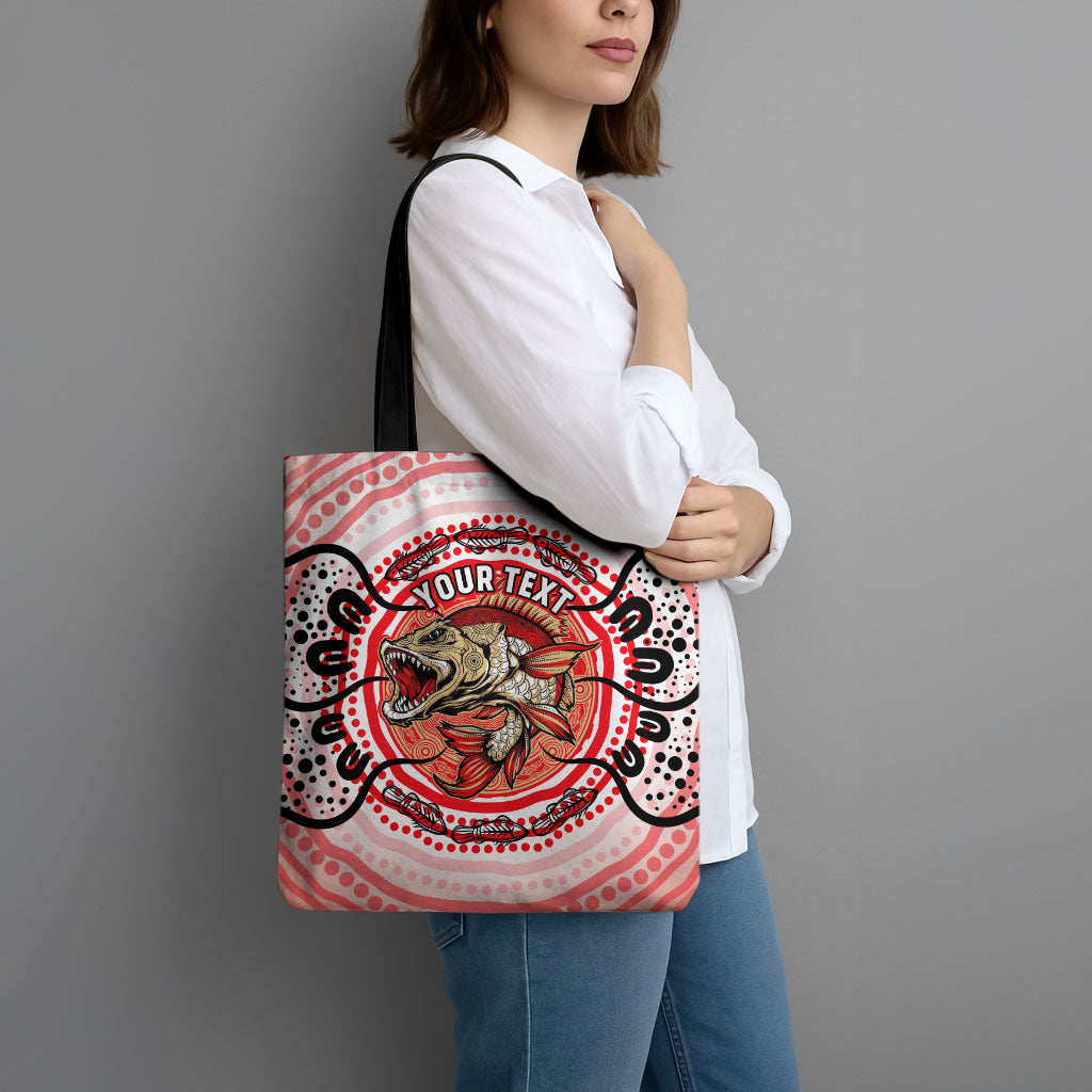 Personalised Aboriginal Barramundi Fish Tote Bag Indigenous Dot Art - Dreamtime Spirit Animal