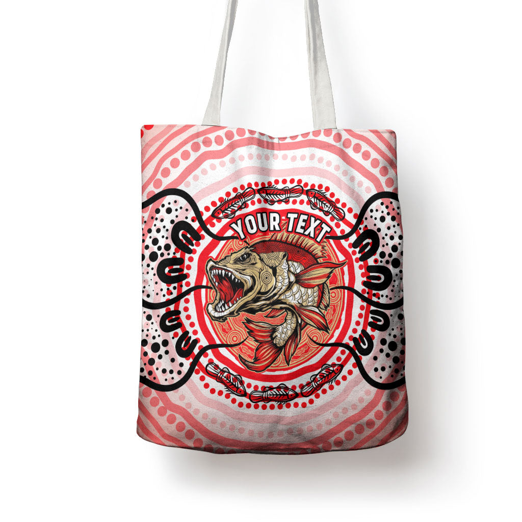 Personalised Aboriginal Barramundi Fish Tote Bag Indigenous Dot Art - Dreamtime Spirit Animal