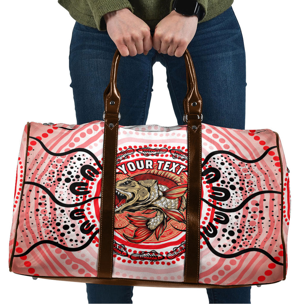 Personalised Aboriginal Barramundi Fish Travel Bag Indigenous Dot Art - Dreamtime Spirit Animal
