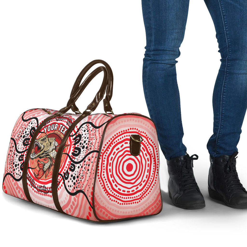 Personalised Aboriginal Barramundi Fish Travel Bag Indigenous Dot Art - Dreamtime Spirit Animal