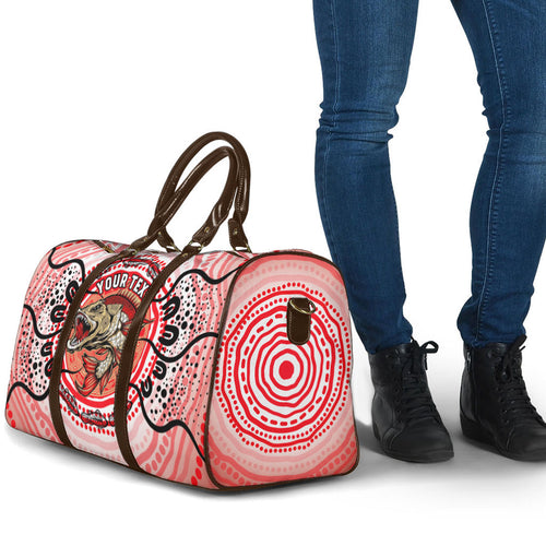 Personalised Aboriginal Barramundi Fish Travel Bag Indigenous Dot Art - Dreamtime Spirit Animal