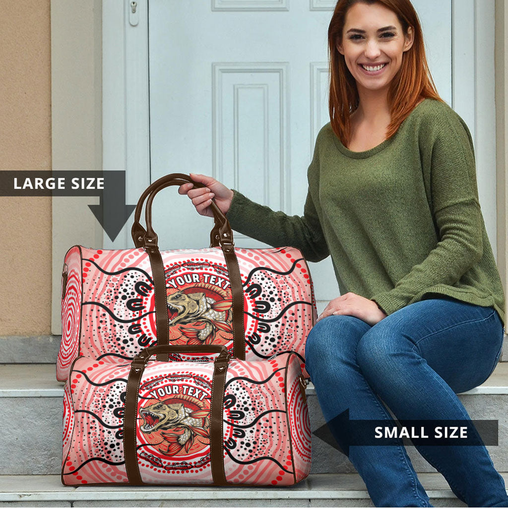 Personalised Aboriginal Barramundi Fish Travel Bag Indigenous Dot Art - Dreamtime Spirit Animal