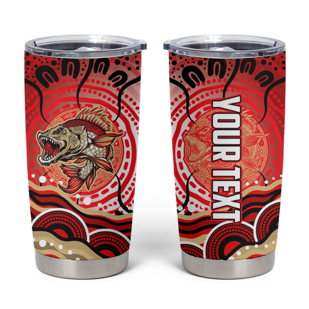 Personalised Aboriginal Barramundi Fish Tumbler Cup Indigenous Dot Art - Dreamtime Spirit Animal