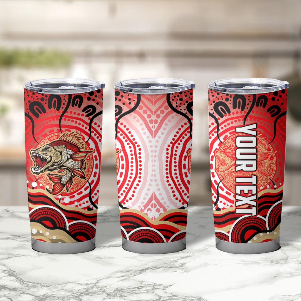 Personalised Aboriginal Barramundi Fish Tumbler Cup Indigenous Dot Art - Dreamtime Spirit Animal