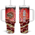 Personalised Aboriginal Barramundi Fish Tumbler With Handle Indigenous Dot Art - Dreamtime Spirit Animal