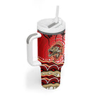 Personalised Aboriginal Barramundi Fish Tumbler With Handle Indigenous Dot Art - Dreamtime Spirit Animal