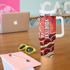 Personalised Aboriginal Barramundi Fish Tumbler With Handle Indigenous Dot Art - Dreamtime Spirit Animal