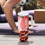 Personalised Aboriginal Barramundi Fish Tumbler With Handle Indigenous Dot Art - Dreamtime Spirit Animal