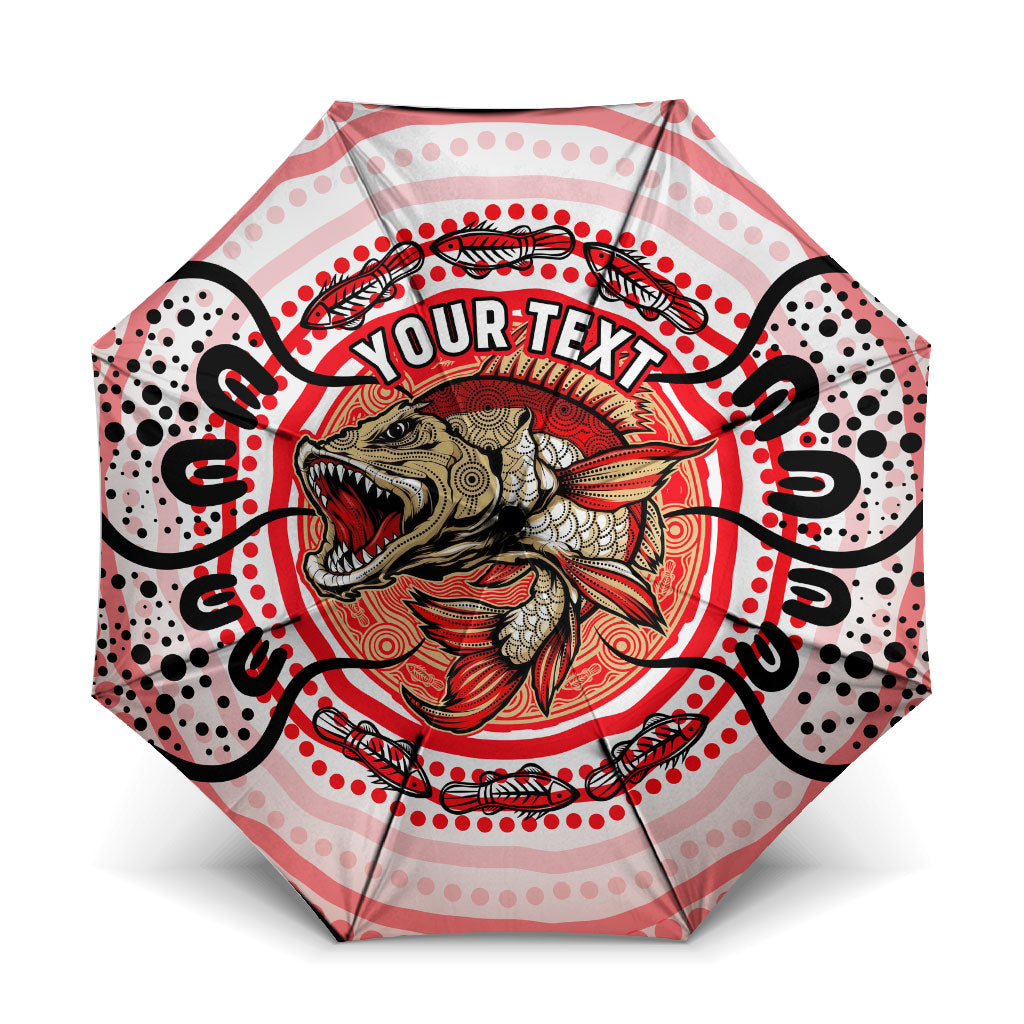 Personalised Aboriginal Barramundi Fish Umbrella Indigenous Dot Art - Dreamtime Spirit Animal