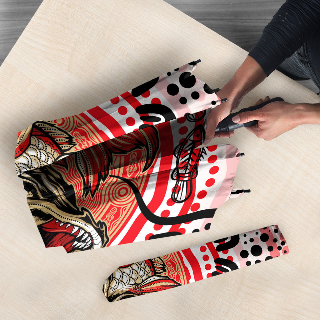 Personalised Aboriginal Barramundi Fish Umbrella Indigenous Dot Art - Dreamtime Spirit Animal