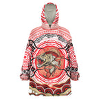 Personalised Aboriginal Barramundi Fish Wearable Blanket Hoodie Indigenous Dot Art - Dreamtime Spirit Animal