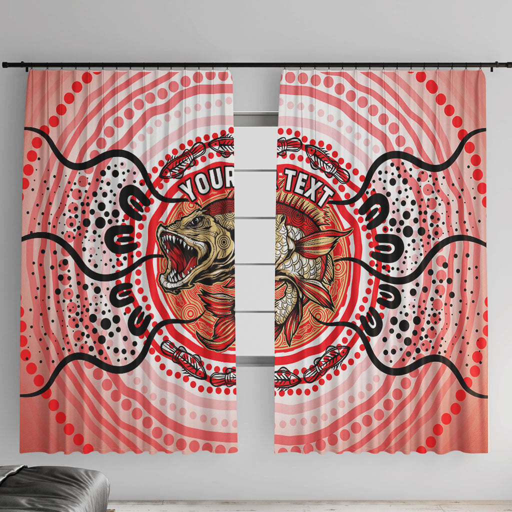 Personalised Aboriginal Barramundi Fish Window Curtain Indigenous Dot Art - Dreamtime Spirit Animal