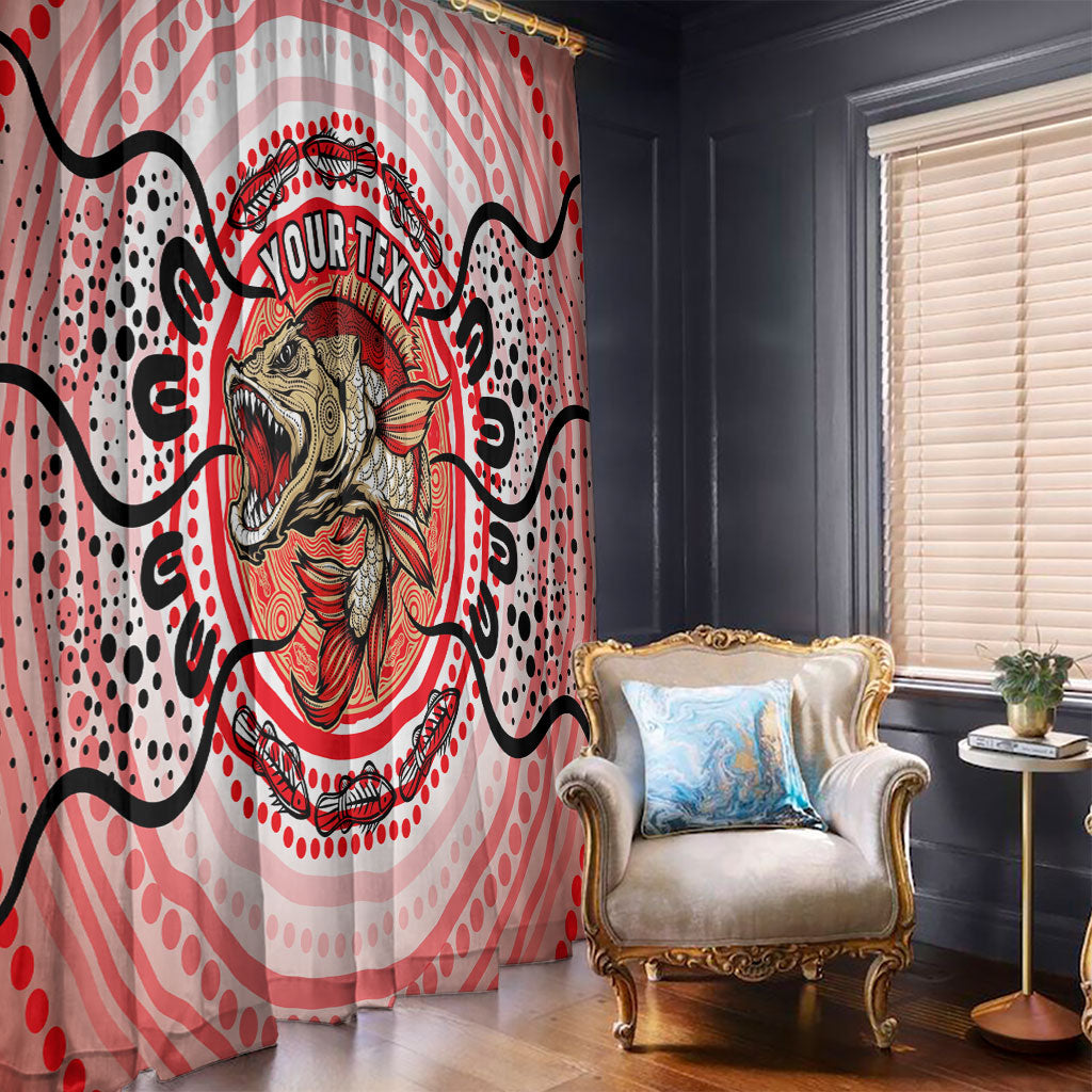 Personalised Aboriginal Barramundi Fish Window Curtain Indigenous Dot Art - Dreamtime Spirit Animal