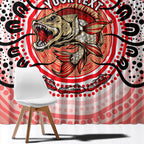 Personalised Aboriginal Barramundi Fish Window Curtain Indigenous Dot Art - Dreamtime Spirit Animal