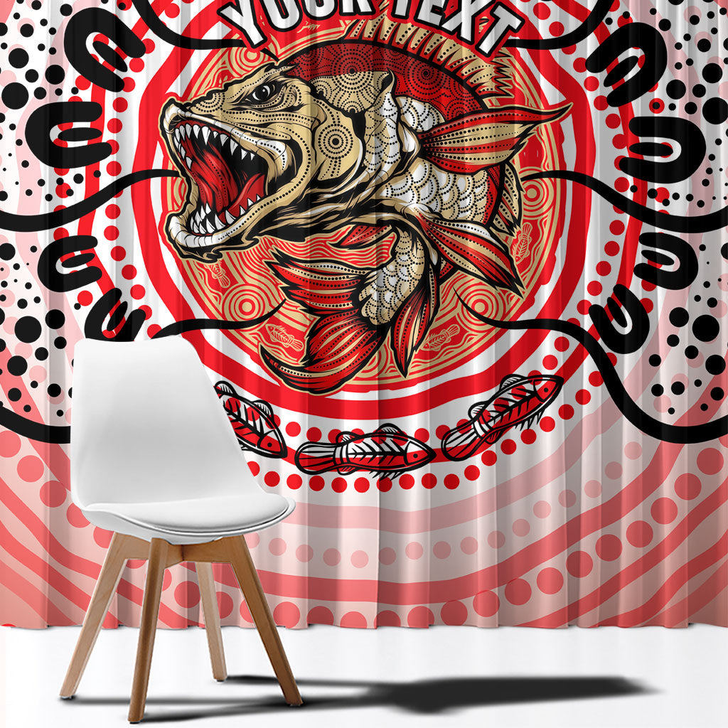 Personalised Aboriginal Barramundi Fish Window Curtain Indigenous Dot Art - Dreamtime Spirit Animal