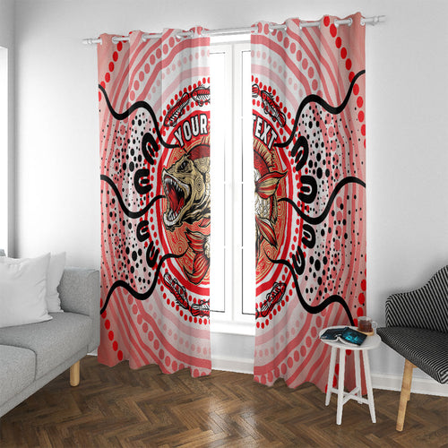 Personalised Aboriginal Barramundi Fish Window Curtain Indigenous Dot Art - Dreamtime Spirit Animal