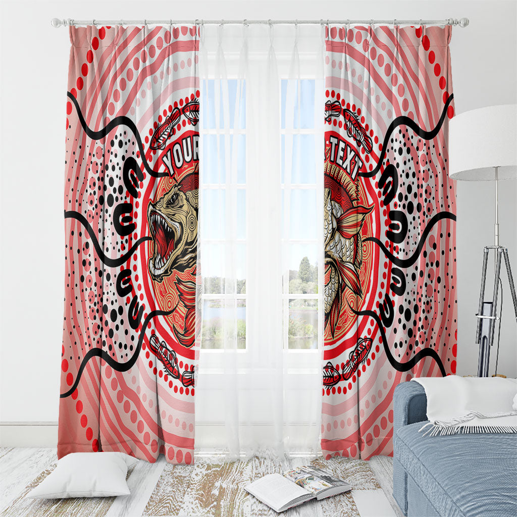 Personalised Aboriginal Barramundi Fish Window Curtain Indigenous Dot Art - Dreamtime Spirit Animal