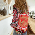 Personalised Aboriginal Barramundi Fish Women Casual Shirt Indigenous Dot Art - Dreamtime Spirit Animal