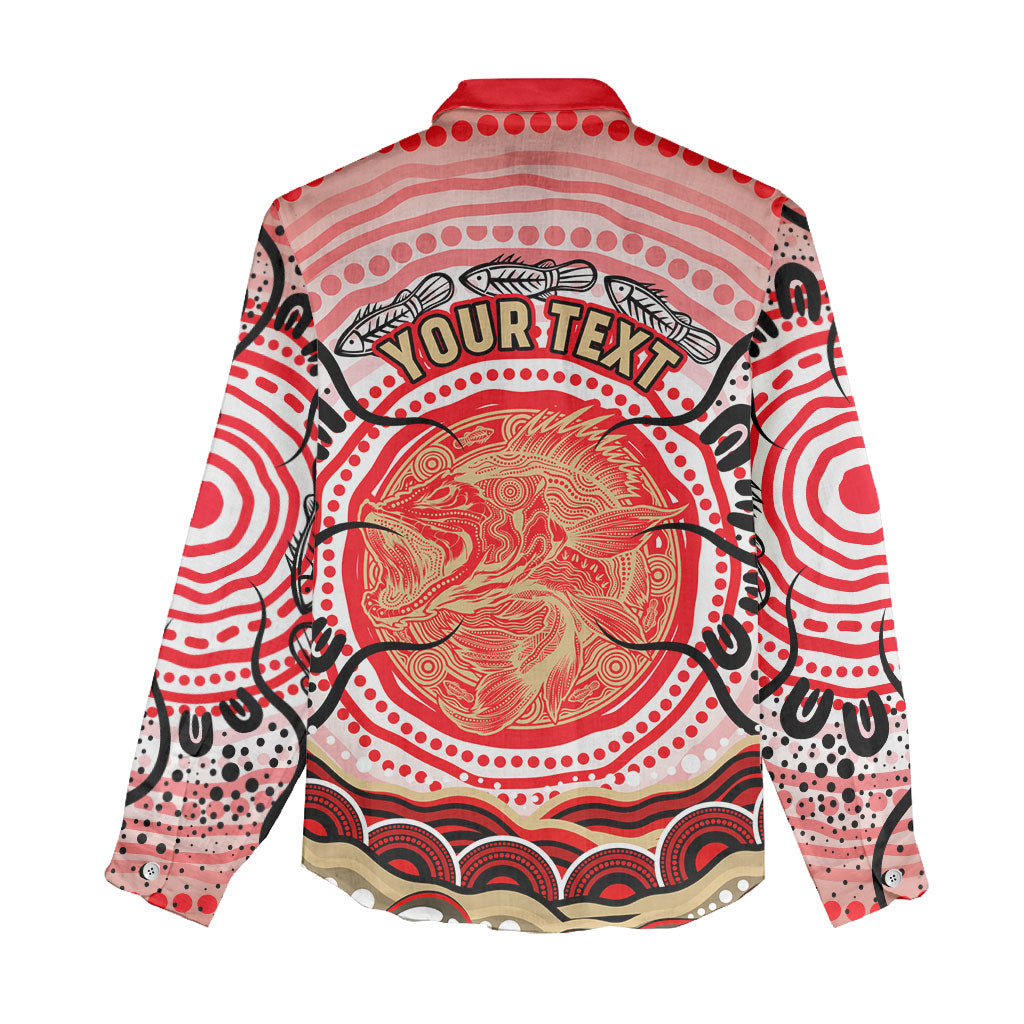 Personalised Aboriginal Barramundi Fish Women Casual Shirt Indigenous Dot Art - Dreamtime Spirit Animal
