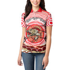Personalised Aboriginal Barramundi Fish Women Polo Shirt Indigenous Dot Art - Dreamtime Spirit Animal