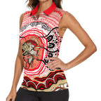 Personalised Aboriginal Barramundi Fish Women Sleeveless Polo Shirt Indigenous Dot Art - Dreamtime Spirit Animal