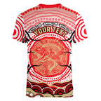 Personalised Aboriginal Barramundi Fish Women V-Neck T-Shirt Indigenous Dot Art - Dreamtime Spirit Animal