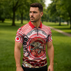 Personalised Aboriginal Barramundi Fish Zipper Polo Shirt Indigenous Dot Art - Dreamtime Spirit Animal