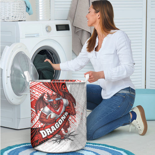 St George Illawarra Dragons Rugby Laundry Basket Tribal Polynesian Power Art - Lightning Mascot