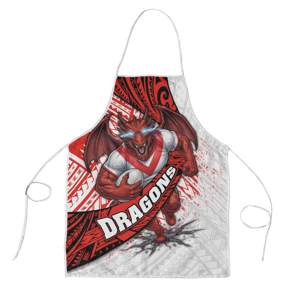 St George Illawarra Dragons Rugby Apron Tribal Polynesian Power Art - Lightning Mascot