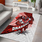 St George Illawarra Dragons Rugby Area Rug Tribal Polynesian Power Art - Lightning Mascot