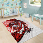 St George Illawarra Dragons Rugby Area Rug Tribal Polynesian Power Art - Lightning Mascot