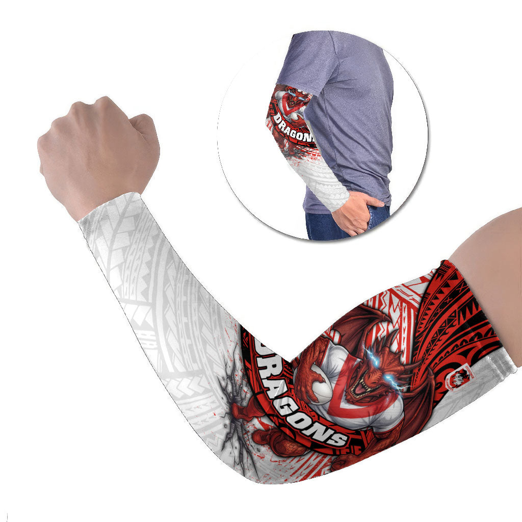St George Illawarra Dragons Rugby Arm Sleeves Tribal Polynesian Power Art - Lightning Mascot