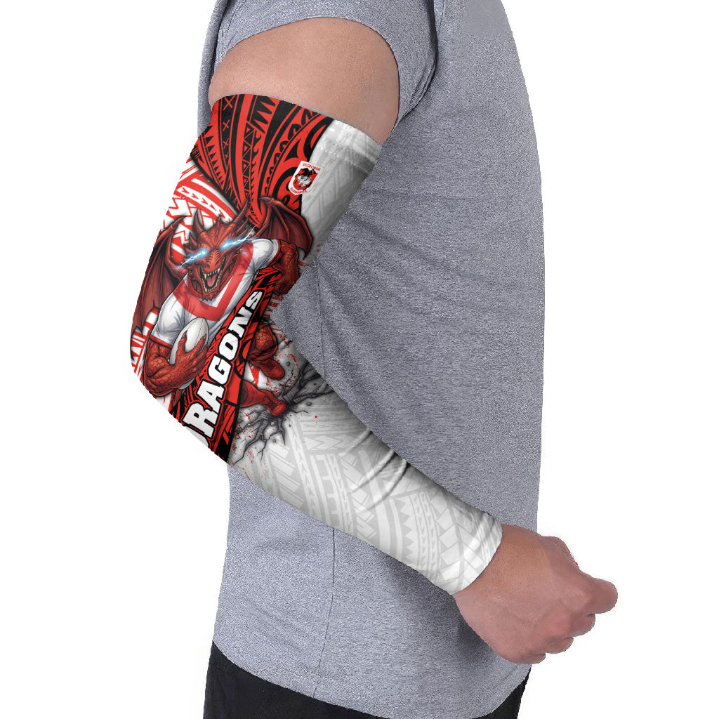 St George Illawarra Dragons Rugby Arm Sleeves Tribal Polynesian Power Art - Lightning Mascot