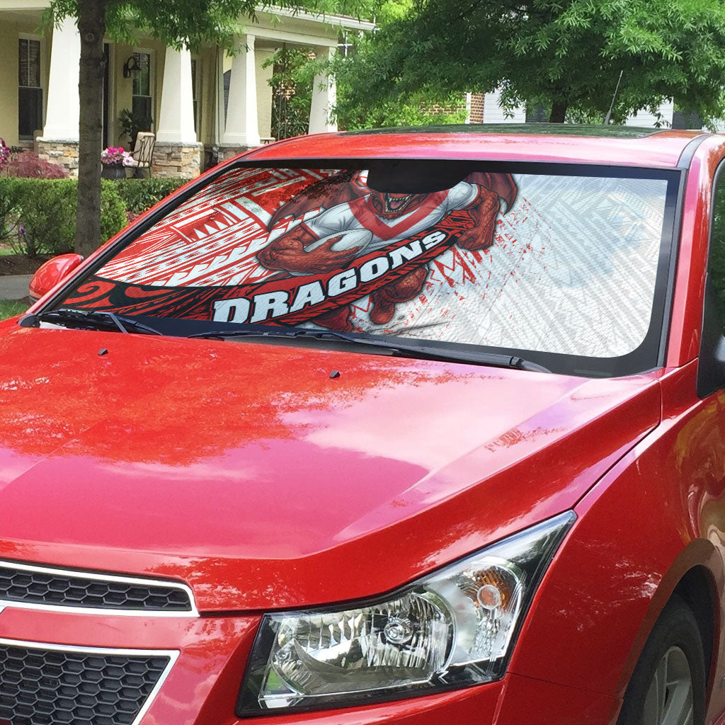 St George Illawarra Dragons Rugby Auto Sun Shade Tribal Polynesian Power Art - Lightning Mascot